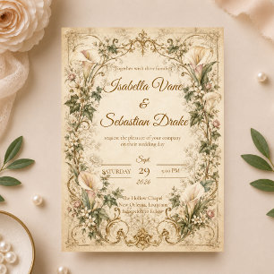 Elegante Vintage-Calla-Lily-Hochzeit Einladung