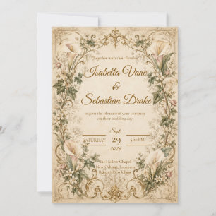 Elegante Vintage-Calla-Lily-Hochzeit Einladung