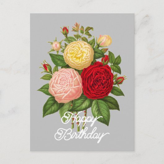 Elegante Vintage Céline Forestier Rose Geburtstag Postkarte (Vorderseite)