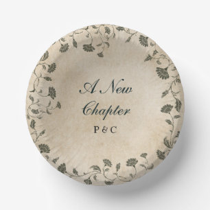 Elegante Vintage-Chic-Library-Buchcover-Hochzeit Pappteller