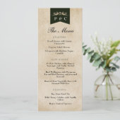 Elegante Vintage Chic Library Buchdecke Hochzeit Menükarte (Stehend Vorderseite)