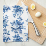 Elegante Vintage China Blaue Rose Geschirrtuch<br><div class="desc">Elegante und schicke Reihen von romantischen,  malerischen China blauen Vintagen Rose und Blattwerk auf weißem Hintergrund.</div>