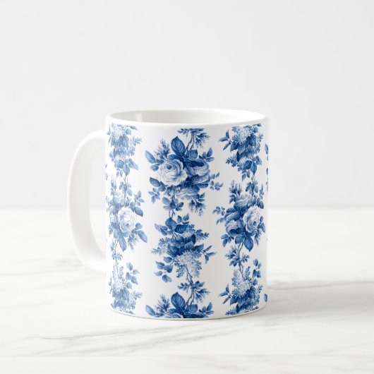 Elegante Vintage China Blaue Rose Kaffeetasse (Vorderseite Links)