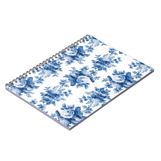 Elegante Vintage China Blaue Rose Notizblock (Linke Seite)