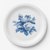 Elegante Vintage China Blaue Rose Pappteller (Vorderseite)