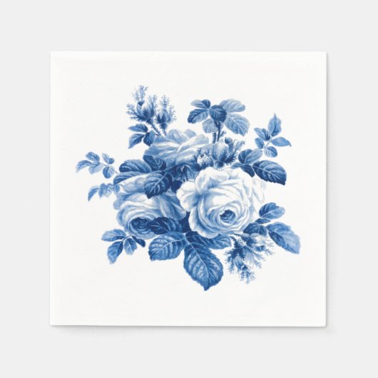 Elegante Vintage China Blaue Rose Serviette (Vorderseite)