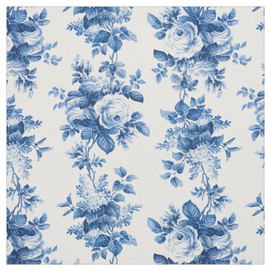 Elegante Vintage China Blaue Rose Stoff (Muster)