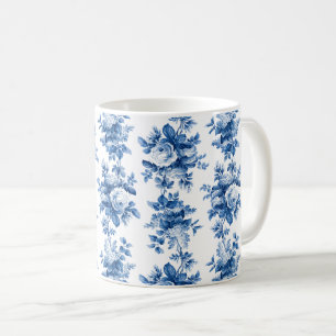 Elegante Vintage China blaue Rosen Kaffeetasse