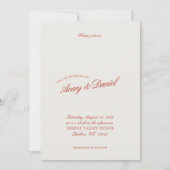 Elegante Vintage Classic Red & Ivory Wedding Einladung (Vorderseite)