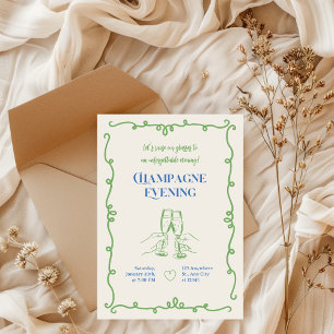 Elegante Vintage-Cocktail-Champagne-Abendparty Einladung