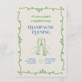 Elegante Vintage Cocktail Champagner Abendparty Einladung (Vorderseite)