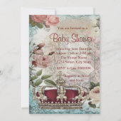 Elegante Vintage Crown Princess Babydusche Einladung (Rückseite)