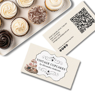 Elegante Vintage-Cupcake-Bäckerei Visitenkarte