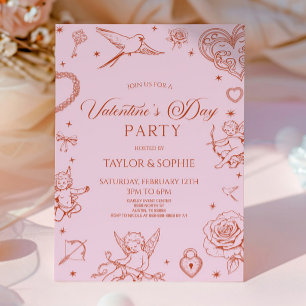 Elegante Vintage-Cupid-Party zum Valentinstag Einladung