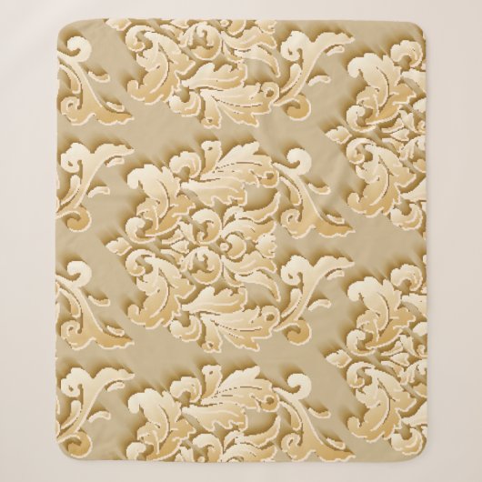 Elegante Vintage Damask Muster Textur Sherpadecke (Vorderseite)