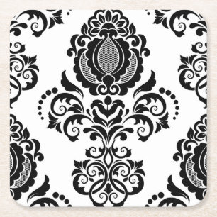 Elegante Vintage-Damask nahtlose Textur Rechteckiger Pappuntersetzer
