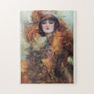 Elegante Vintage-Dame Art Deco Puzzle
