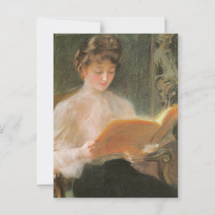 Elegante Vintage-Dame beim Lesen Teodor Axentowicz Postkarte