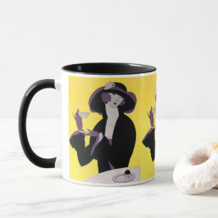 Elegante Vintage-Dame beim Nachmittags-Teekränzche Tasse