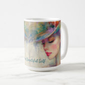 Elegante Vintage-Dame mit Modehut Kaffeetasse (VorderseiteRechts)