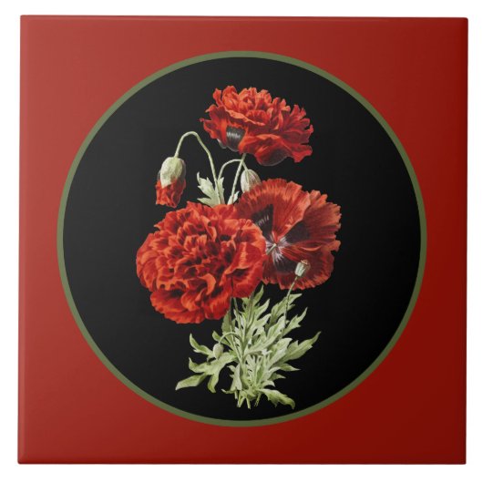 Elegante, Vintage Dekoration der spanischen Poppie Fliese (Vorderseite)