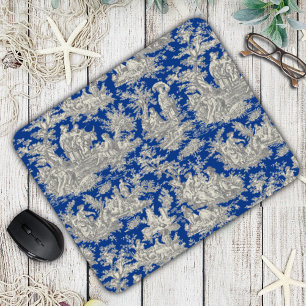 Elegante Vintage, dunkelblaue Toile de jouy Mousepad