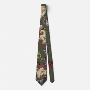 Elegante Vintage-Dunkle-Stimmungsvolle Blumen auf Krawatte