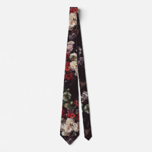 Elegante Vintage-Dunkle-Stimmungsvolle-Floral- Krawatte