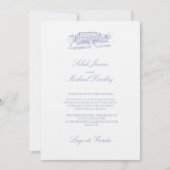 Elegante Vintage Dusty Blue Wedding Einladung (Vorderseite)