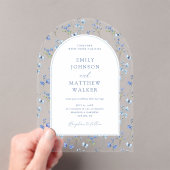 Elegante Vintage Dusty Blue Wildblume Wedding Acryleinladungen (Insitu (Handheld))
