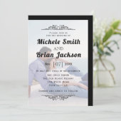 Elegante Vintage Elemente und Hochzeit des Fotos Einladung (Stehend Vorderseite)