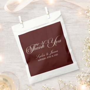 Elegante Vintage Elfenbein Dunkle Burgunder Hochze Geschenktütchen