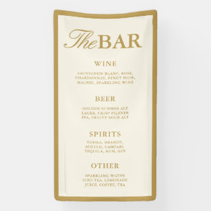 Elegante Vintage Elfenbein Hochzeitsbar Menü Rezep Banner