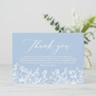 Elegante Vintage-Etwas-Blau-Brautjungfernparty Dankeskarte