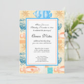 Elegante Vintage Fisch- und Schalentierfische Einladung (Stehend Vorderseite)