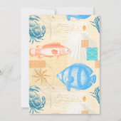 Elegante Vintage Fisch- und Schalentierfische Einladung (Rückseite)