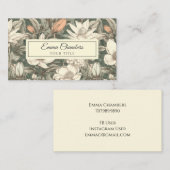 Elegante Vintage Flora Botanische Magnolien Visitenkarte (Vorne/Hinten)