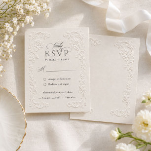 Elegante Vintage-Floral-Hochzeit im geprägten Stil RSVP Karte