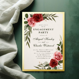 Elegante Vintage florale Engagement Party Folieneinladung