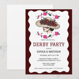 Elegante Vintage-Floraleinladung zur Derby-Party m Einladung