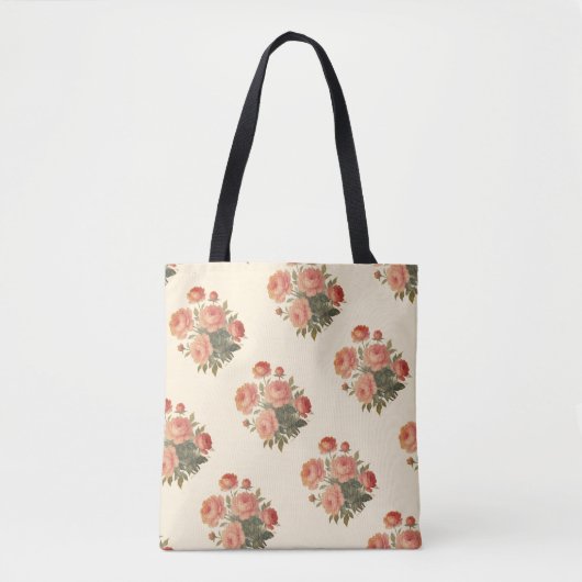 Elegante Vintage, florenrosa Peonies Tasche (Vorderseite)