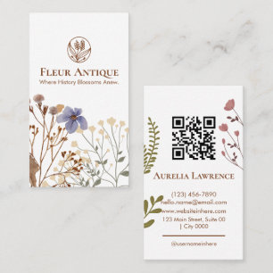 Elegante Vintage-Floristin sanfte botanische Typog Visitenkarte