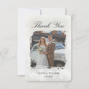 Elegante Vintage-Foto-Hochzeit Dankeskarte