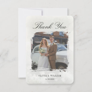 Elegante Vintage-Foto-Hochzeit Dankeskarte