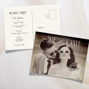 Elegante Vintage-Foto-Hochzeits-Einladungskarte Einladungspostkarte