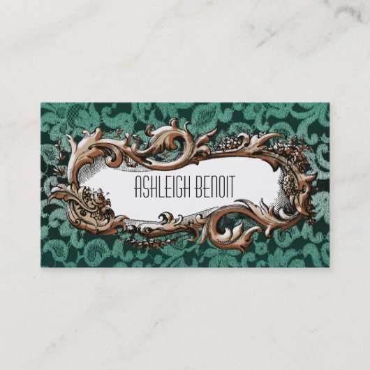 Elegante Vintage Frame & Lace Business Card Visitenkarte (Vorderseite)