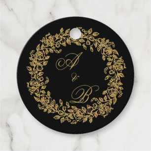 Elegante Vintage-Französische Goldene Blumenelemen Geschenkanhänger