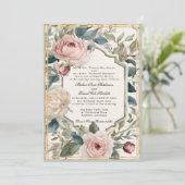 Elegante Vintage französische Goldmedaille Einladung (Stehend Vorderseite)