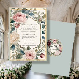 Elegante Vintage französische Goldmedaille Einladung