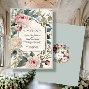 Elegante Vintage französische Goldmedaille Einladung